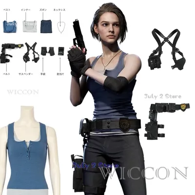 RE3 Spiel Jill Valentine Cosplay Kostüm Damen Top Hosenanzug Umhängetasche Riemen Zubehör Halloween Image