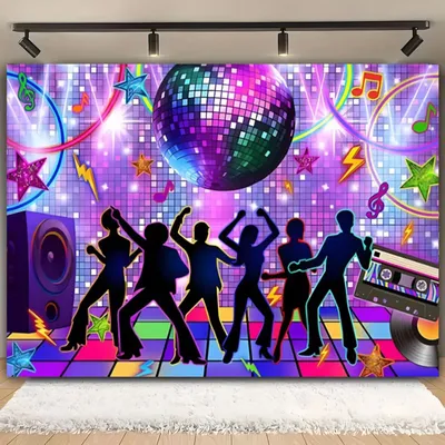 70's 80's 90's Disco Party Background Retro Disco Music Stage Party Decorated With Shining Lights