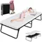 Folding Bed with Wheels, Rollaway Bed with Mattress for Adults, Foldable Bed, Portable Bed, Metal