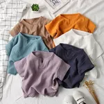 2025 été enfants T-shirt coton lin solide enfant en bas âge bébé garçons hauts coréen enfants