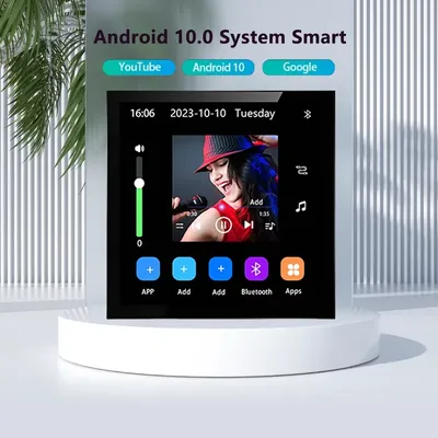 New In Wall Amplifier 4'' Smart Home Bluetooth Touch Screen Android 10.0 Audio Wall Panel