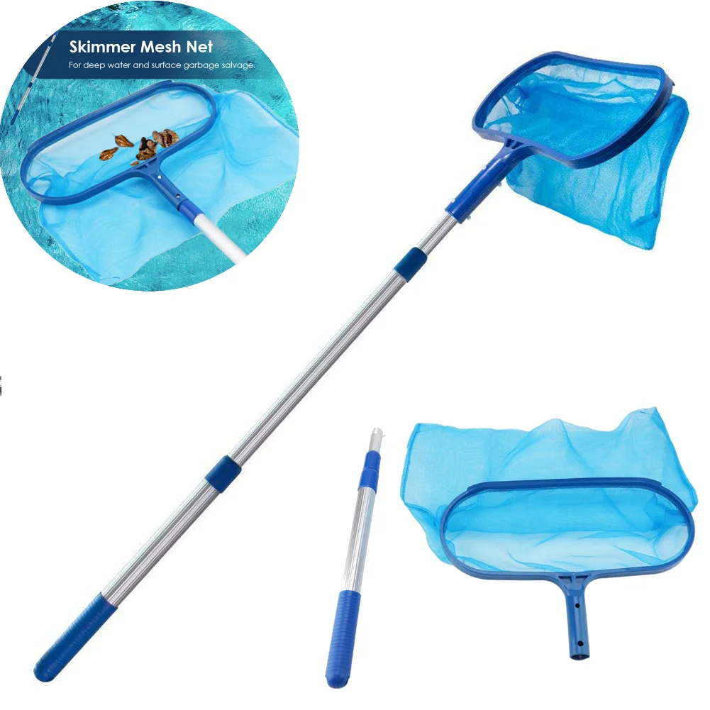 Râteau à feuilles professionnel, sac profond, filet d'écumoire de piscine avec poteau télescopique, retrait du râteau à feuilles, maille, nettoyage des étangs de piscine, débris