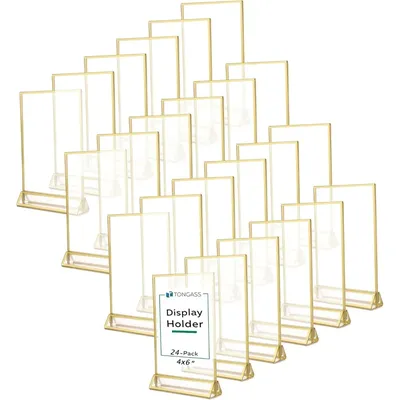 (24-Pack 5x7 Standard Double-Sided Acrylic Wedding Table Numbers Picture Frames, Place Cards