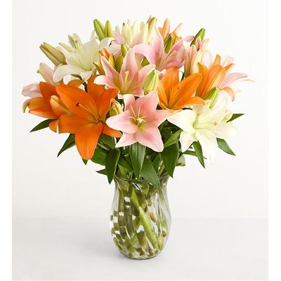 1-800-Flowers Flower Delivery Vibrant Summer Lily Double Bouquet W/ Clear Vase