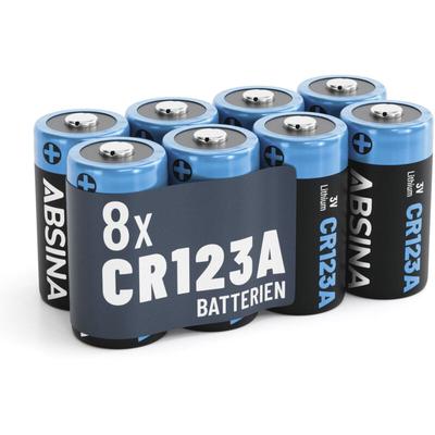 Absina - 8x CR123A Lithium Batterie 3V 1300mAh (8er Blister) Image