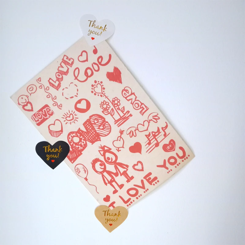 100 Teile/paket Liebe Aufkleber Scrapbooking Heißer Stanzen DIY Papier Backen Danke Für Geschenk Label Sationary Image