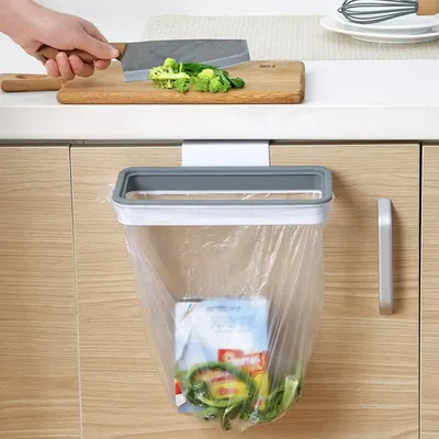 Kitchen Trash Bag Holder Hanging Storage Rack with Scouring Pad Shelf