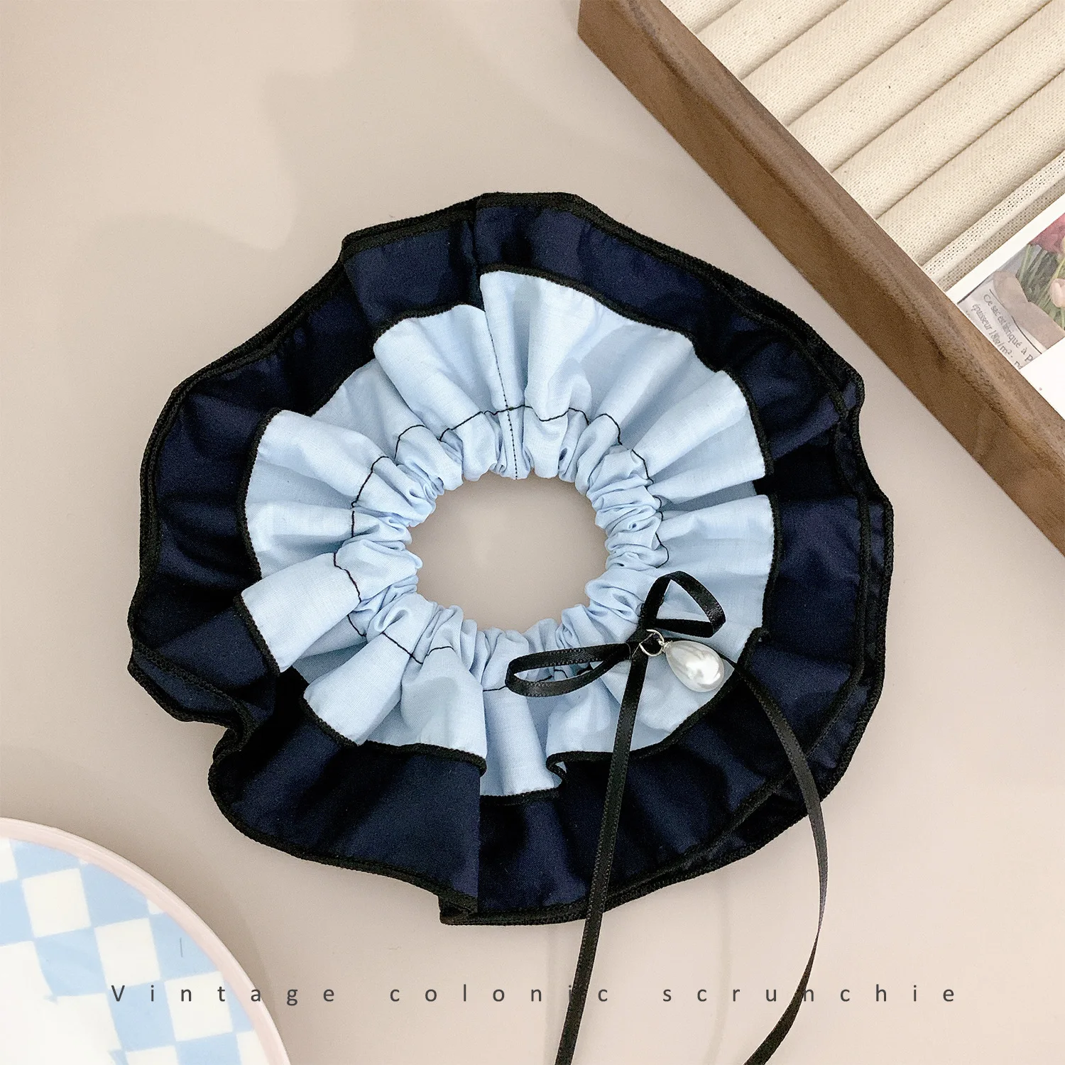 Frauen Neue Scrunchie Meer Salz Blaue Perle Dickdarm Haar Krawatte Japanische Koreanische Gummiband Niedrigen Pferdeschwanz Haar Kawaii Haar krawatte Image