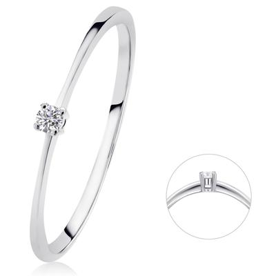Diamantring ONE ELEMENT "0,03 ct Diamant Brillant Ring aus 585 Weißgold" Gr. 50, silber, Fingerringe, Damen, 50,mit Diamant, Weißgold 585-Diamanten, Weißgold 585, Diamanten, Damen Gold Schmuck Image