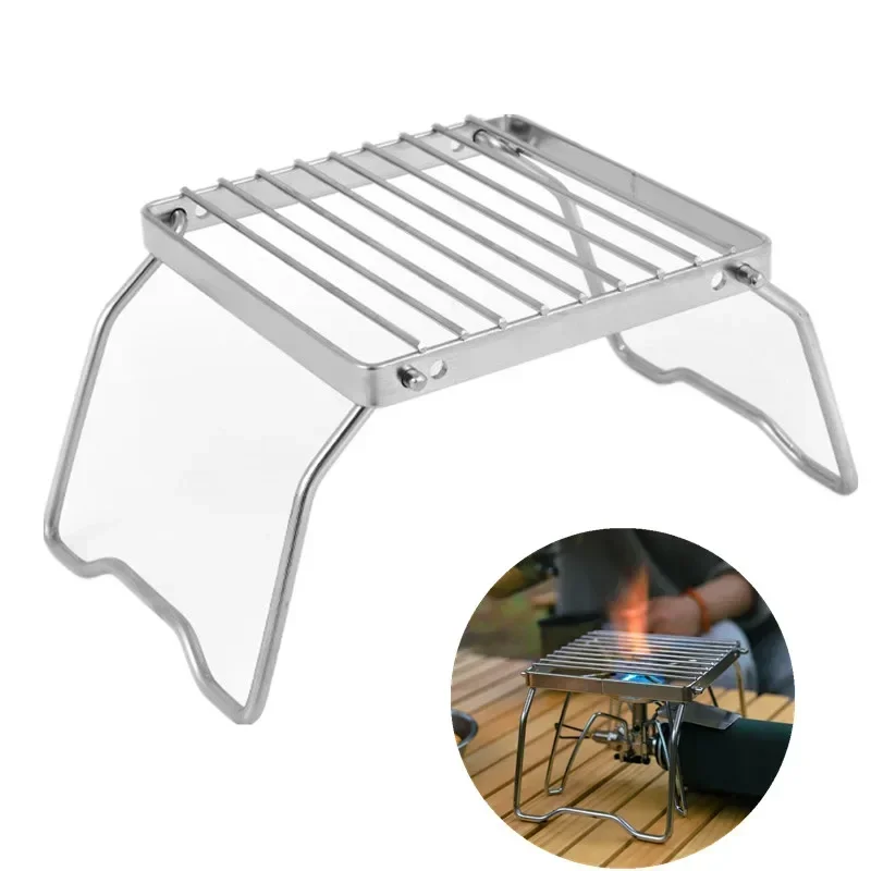 Outdoor Edelstahl Herd Halter Camping Tragbare Falten Mini Grill Rack Set Topf Halter Backblech Halter Image