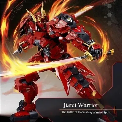 923PCS Flamme War Warrior Mecha Bausteine Mech Abbildung Modell Bricks Desktop Dekoration Display Image
