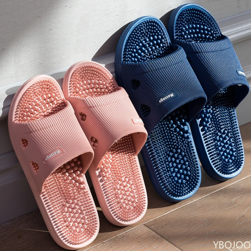 Paar Fuß Massage Hausschuhe Badezimmer Weichen boden Anti-slip Rutschen Casual Hause Wohnungen Frauen männer Hause Relief Füße Schuhe zapatos