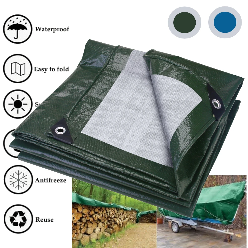 Wasserdichte Plane, robuste PE-Planenabdeckung, Baldachin, wasserabweisende Mehrzweck-Planeabdeckungen für Garten-Sonnenschutz, Segel Image
