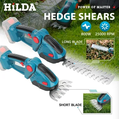 HILDA 2 IN1 Elektrische Heckenschere Cordless Handheld Jäten Beschneiden Schere Strauch Mäher Garten Werkzeug Für Makita 18 V Batterie