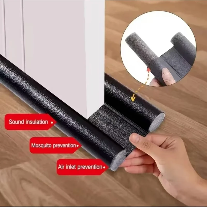 1 Stück winddichter Türstreifen: Halten Sie Staub, Insekten und Kaltluft aus – isolieren und schallisieren Sie Ihr Zuhause! Dichtungsstreifen für die Türunterseite aus Leder Image