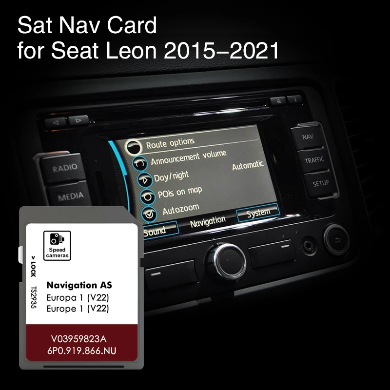 für Seat Leon Navi System 2015-2021 Navigation SD Karte EUROPA Deutschland 32GB Speicherkarte Image