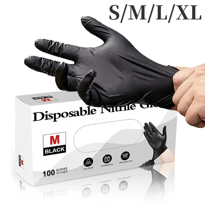 30/50/100 Stück Nitril-Handschuhe für Zuhause, zum Reinigen von Küchen, Badezimmern, Haarschnitte, Nagelkunst, Haustiere, elastisch, latexfrei, puderfrei, S/M/L/XL Image