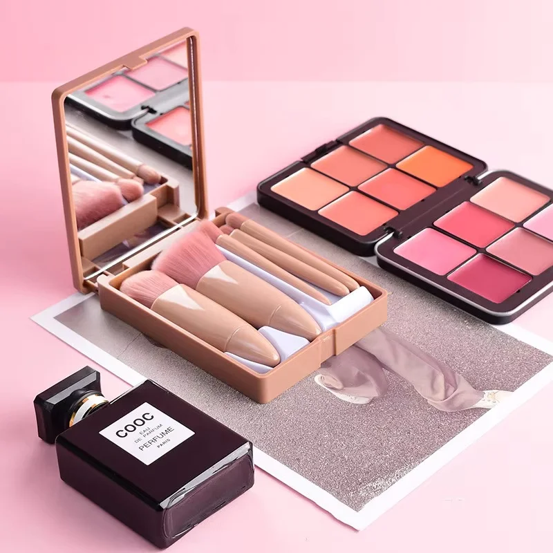 Taschenspiegel, zusammenklappbarer Make-up-Spiegel mit Make-up-Pinsel-Set, LED-Touch, tragbare einseitige Aufbewahrungsbox, Make-up-Spiegel, Weihnachtsgeschenk