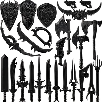 Waffe mittleren Alters Warcraft-Zubehör, Messer, Äxte, Schilde, Speerszenen, Bausteine, Image