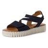Sandalette TAMARIS, Damen, Gr. 42, blau (navy), Nubukleder, modisch, Schuhe, Riemchensandale, Sommerschuh mit geriffelter Plateausohle
