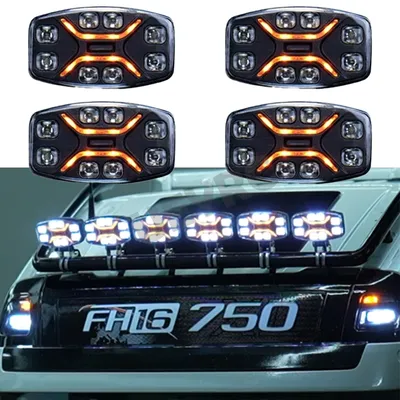 JUWUBA LED Simulation Spotlight Roof Lights for 1/14 Tamiya RC Truck SCANIA 770S R620 Volvo FH16XL 750 MAN TGX Car Accessories