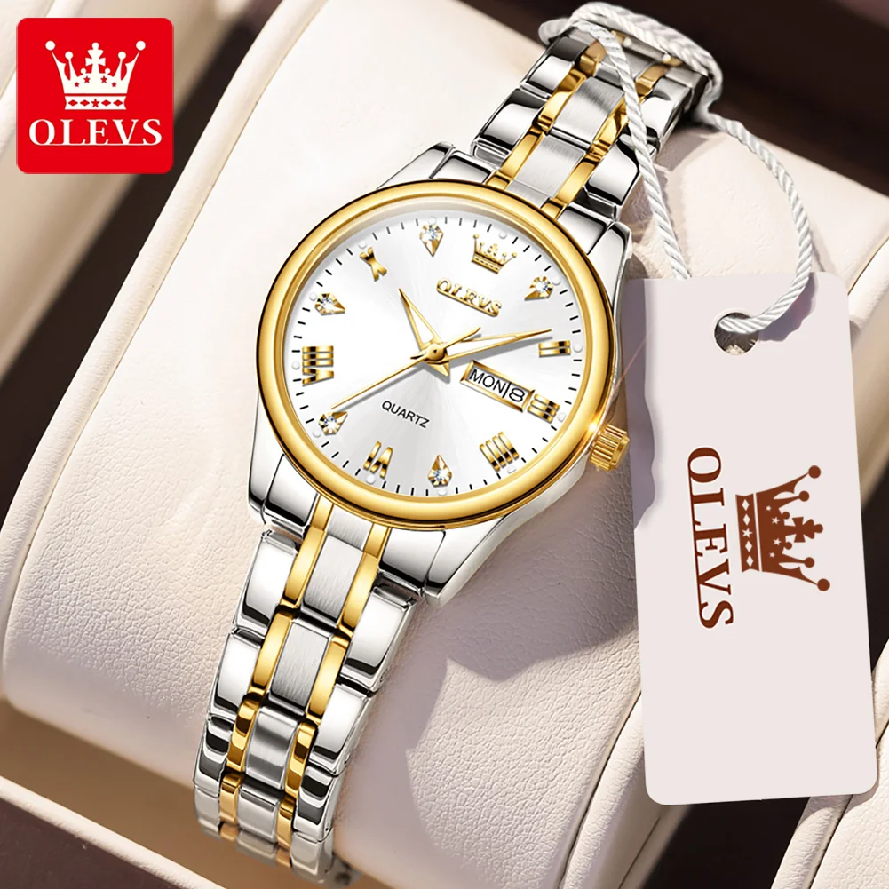 Olevs neue Mode Frauen Quarzuhr wasserdichte klassische Luxusmarke Damen uhr Edelstahl armband Uhren Image