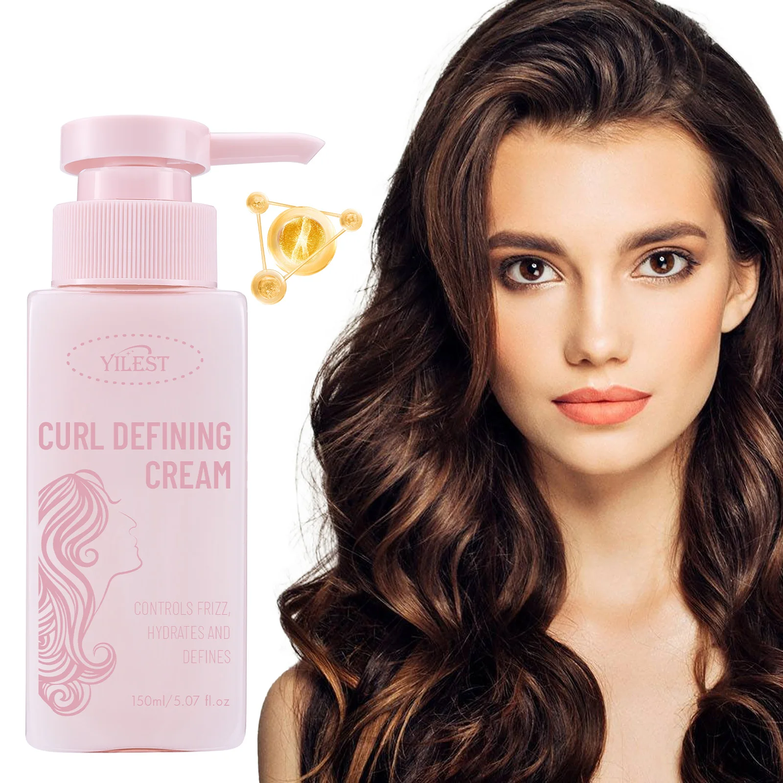 Professionelle Haar-Styling-Creme für lockiges Haar, Locken definierende Creme, spendet Feuchtigkeit, beseitigt Frizz. Haarglättende Anti-Frizz-Creme Image