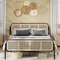 Rattan Bed Frame Queen Size with Headboard, Boho Bed Frame, Queen Bed Frame with Strong Metal Slats
