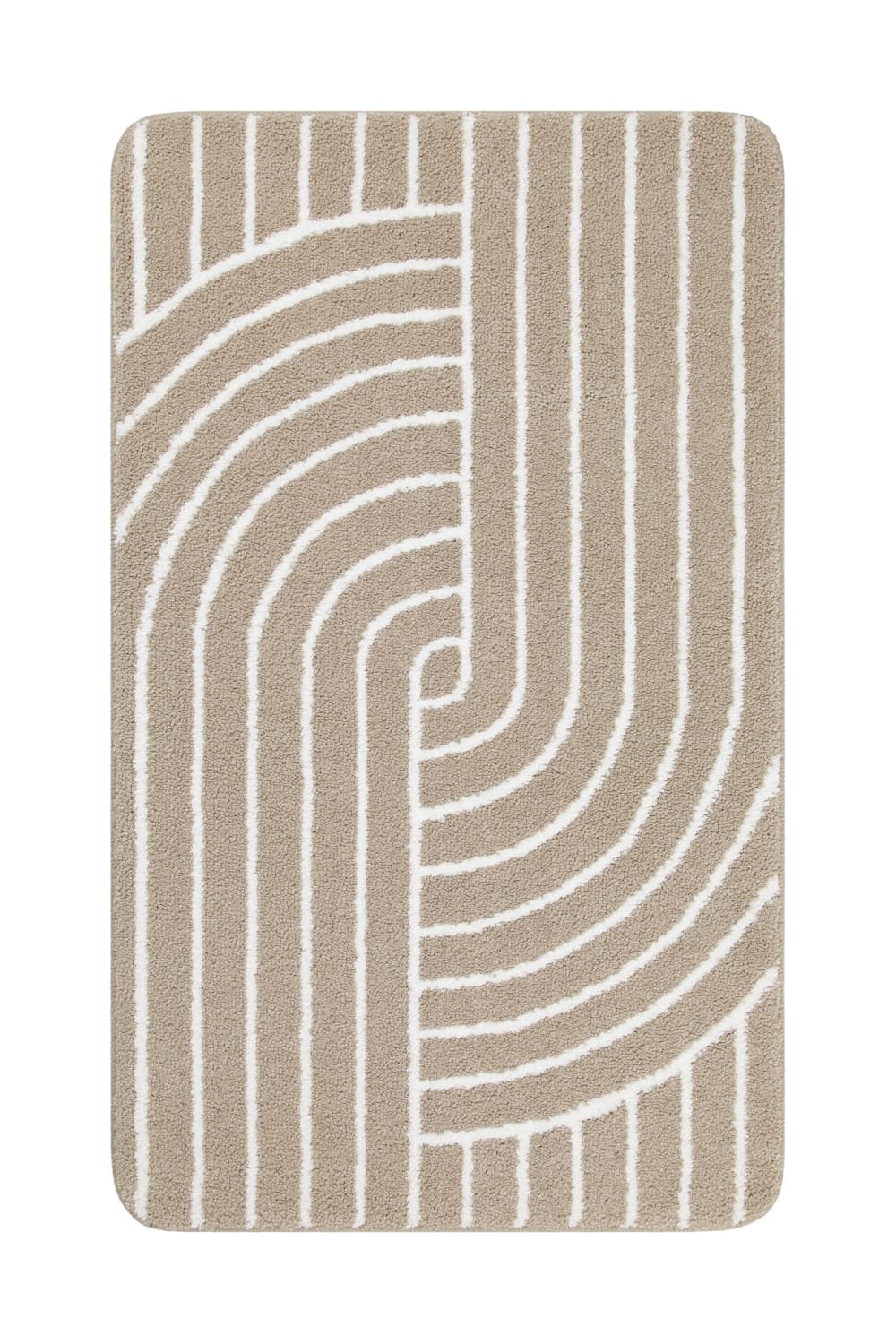 Tapis de bain beige et blanc 70x120