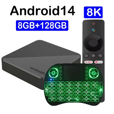 T8 Smart TV Box Android14 Allwinner H313 Google Assistant 8GB128GB Bluetooth 5.4 Dual Wifi 5G AV1