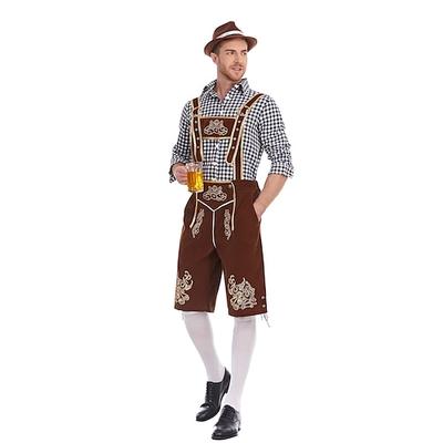 Oktoberfestbier Kostüm Outfits Lederhosen Hemd Bayerisch München Wiesn Herren Karneval Bier Festival Stoff im traditionellen Stil Image