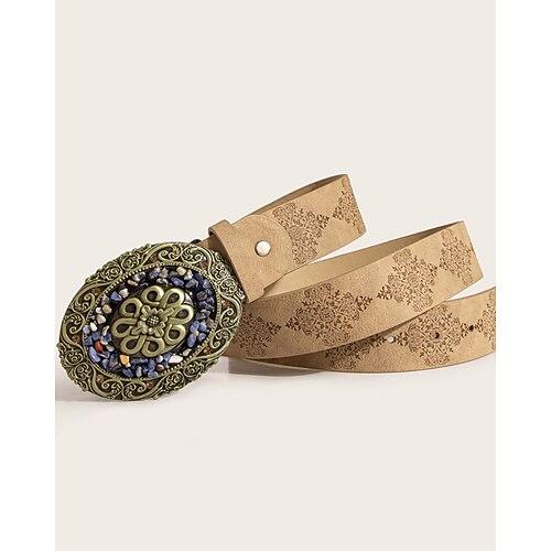Damen Gürtel PU Braun Khaki Taillengürtel Täglich Ferien Blumen