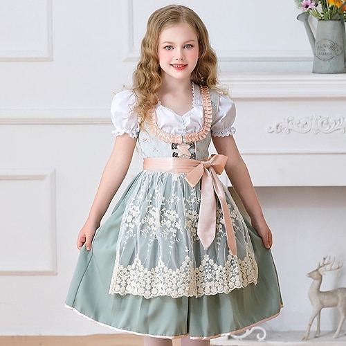 Oktoberfest Spitze Kleid Schürze Dirndlbluse Dienstmädchen Bayerisch Deutsch München Wiesn Mädchen Karneval Bier Festival Stoff im traditionellen Stil Image