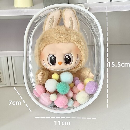 Schutztasche ForLabubu für 17 CM Puppe CryingBaby Serie Transparente PVC-Hülle für 17 CM Puppe Displaybox ForLabubu Crying Again Plüsch Einfache Installation Schützen Sie Ihre Puppe
