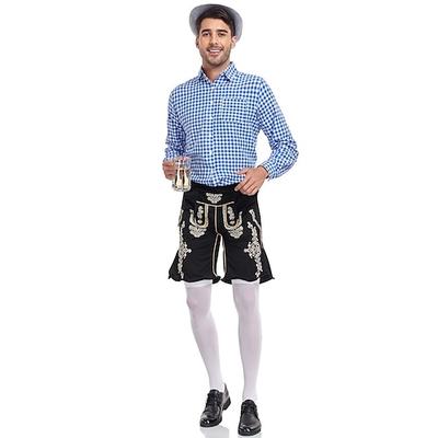 Oktoberfestbier Kostüm Outfits Lederhosen Hemd Dienstmädchen Bayerisch München Wiesn Herren Karneval Bier Festival Stoff im traditionellen Stil Image