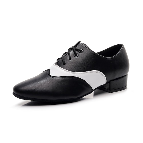 Herren Elegante Schuhe Klassisch Leder Atmungsaktiv Bequem Rutschfest Schnürung Schwarz und weiss Schwarz Weiß Herbst Winter Image