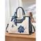 Damenhandtasche aus besticktem Kunstleder mit Schal-Akzent – elegante Schultertasche mit floralem Blumenmuster fürs Büro, Hochzeiten und den Alltag