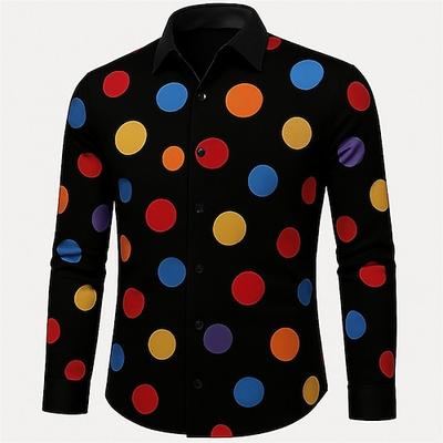 Retro Vintage 1970er Hemd Disco Geometrisch Herren Halloween Karneval Pride Parade Pride-Monat Festival Erwachsene Hemd Image