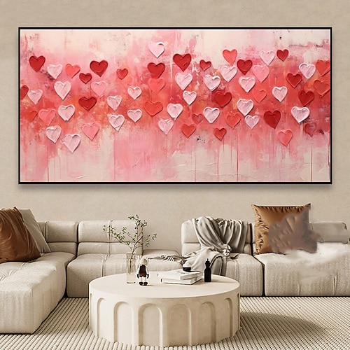 Mintura handgefertigte Ölgemälde mit abstrakter Textur und Herzdiagramm auf Leinwand, Wandkunst, Dekoration, modernes Bild für die Inneneinrichtung, gerolltes, rahmenloses, ungedehntes Gemälde Image