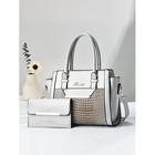 Damen Handtaschen-Set aus Lacklederimitat – glänzende, strukturierte Henkeltasche mit Geldbörse, elegantes Krokodilmuster, für Büro, Business und formelle Anlässe