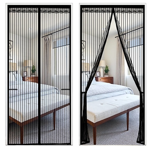 Magnetische Fliegentür tragbar Fliegen- oder Insektenschutz mit Magnet Türöffnung für Schiebetüren Garage Terrasse Küche Wohnzimmer Fensterzimmer Schlafzimmer Bar Haustier- und Kinderfreundlicher Image