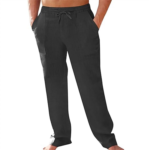 Herren Freizeitkleidung Lounge Hose Einfarbig Mode Klassisch Lässig Heim Täglich Bett Baumwolle Komfort Atmungsaktiv Weich Hose Elastischer Bund Sommer Frühling Schwarz Weiß Image