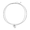 Hey Happiness 2er Ketten-Set mit Schlangenkette und Herz-Anhänger - Edelstahl Silber Damen