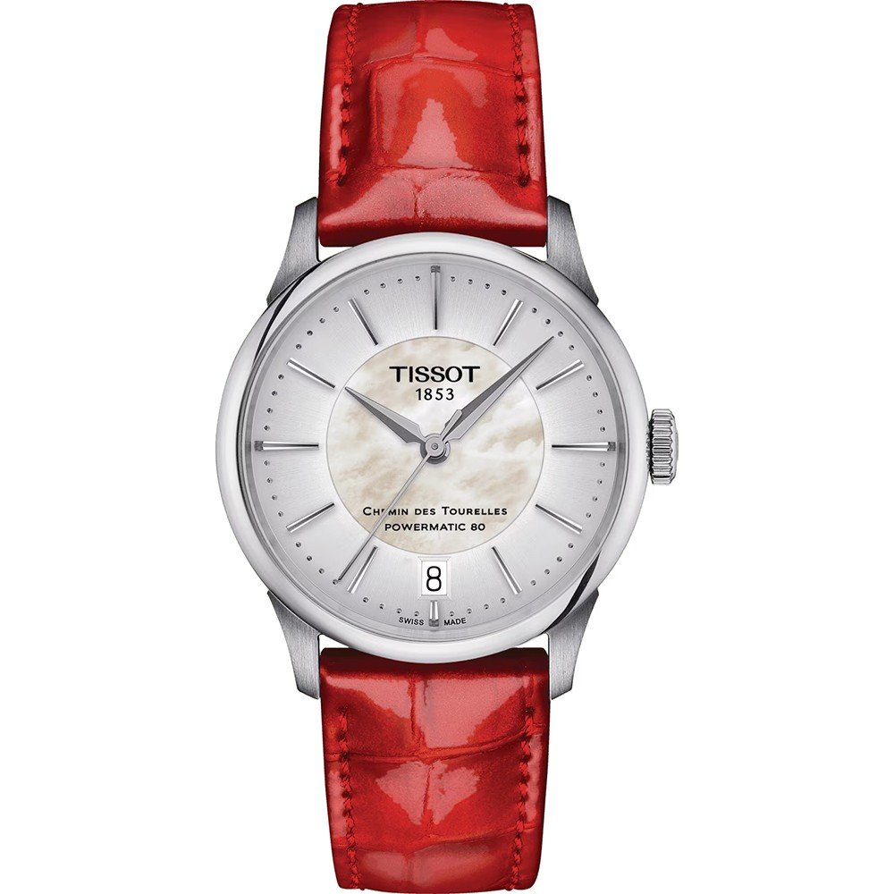 Tissot T-classic Chemin Des Tourelles Powermatic 80 Womens Red Watch T1392071611100 Leather - One Size | Tissot Sale | Discount Designer Brands