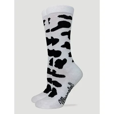 Wrangler Womens Cowboy Print Crew Sock White/Black Size One Size