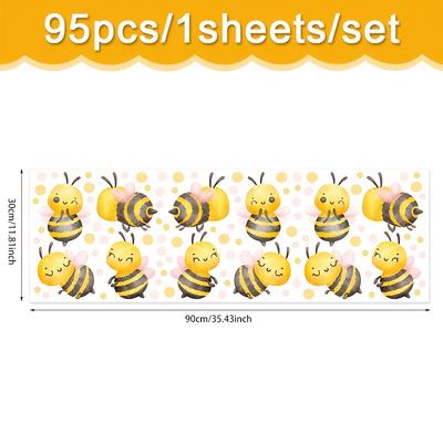 TEMU A Set Of Bees Wall Sticker Set, Watercolor Bees, Polka Dots, Easy To Remove Stickers Simple Tear Removable, Suitable For Living Room Bedroom Wall Decoration Image