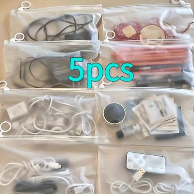 TEMU 5/10/20/50pcs Reusable Matte Zipper Pouch Bags, High Quality And Durable, Storage Jewelry, Makeup, Accessories, Masks, Socks, And Underwear Image