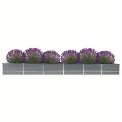 TEMU Garden Raised Bed Made Of Galvanized Steel Measuring 480x80x45 Cm In Gray; Outdoor Planters Can Hold A Amount Of Soil For Growing Flowers And Vegetables. Image