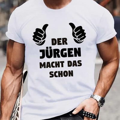 TEMU Der Jurgen Macht Das Schon Men's Graphic Short Sleeve T-shirt - Design, Lightweight Summer Tee, Regular Fit Casual Top, Machine Washable Image