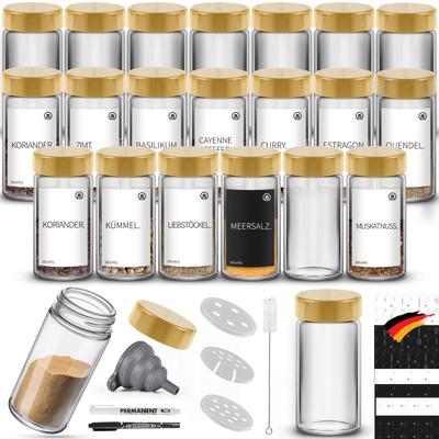 TEMU 24 Round Spice Jars With Sprinkler Inserts, 120ml Premium Bamboo Lid Spice Jars, Spice Shaker With Funnel Attachments, Labels, Salt And Pepper Shakers, Kitchen Utensils Image